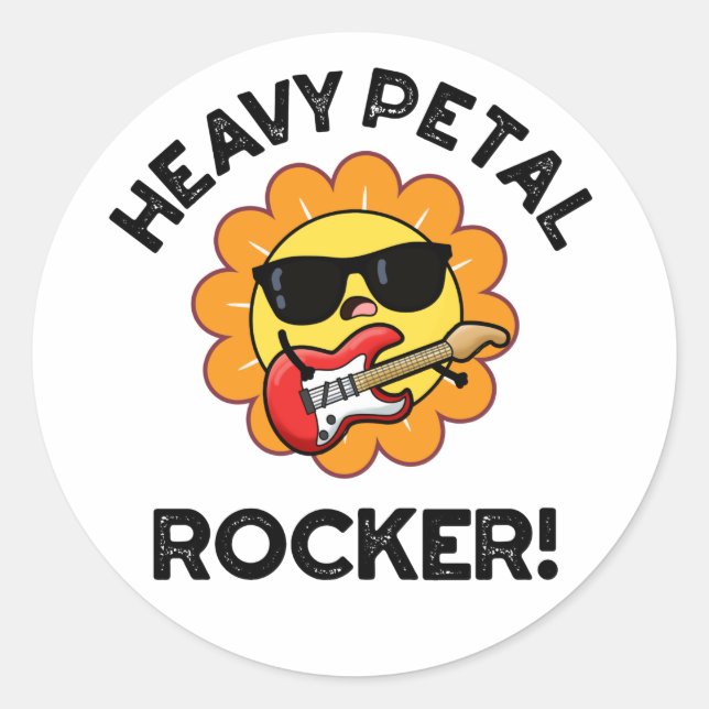 Heavy Petal Rocker Funny Flower Pun  Classic Round Sticker (Front)