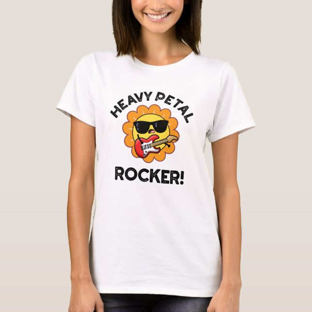 Heavy Petal Rocker Funny Flower Pun  T-Shirt (Front)