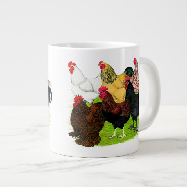 Heavy Rooster Assortment Large Coffee Mug (Front Right)