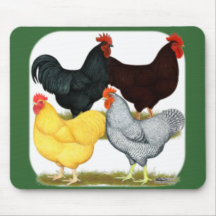 Heavy Rooster Chicken Quartet Mouse Pad