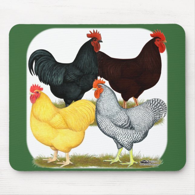 Heavy Rooster Chicken Quartet Mouse Pad (Front)