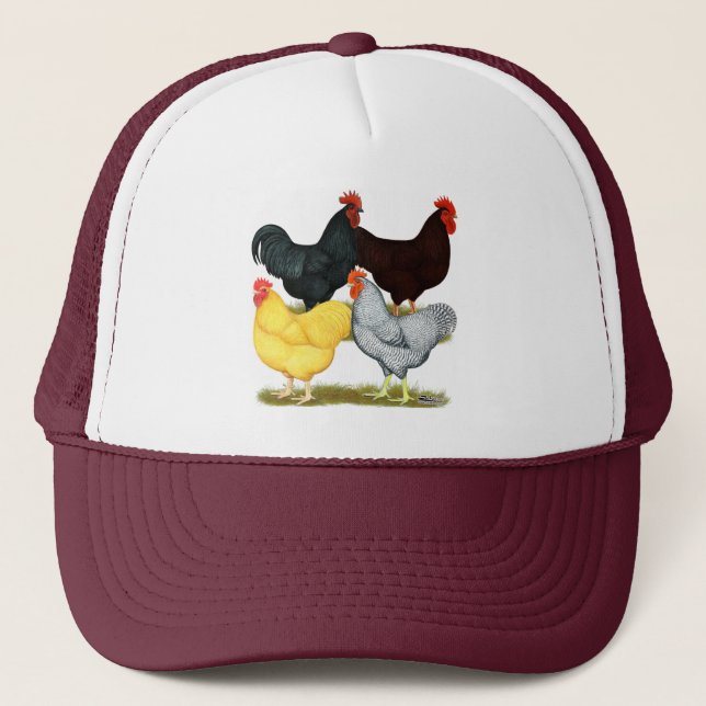 Heavy Rooster Chicken Quartet Trucker Hat (Front)