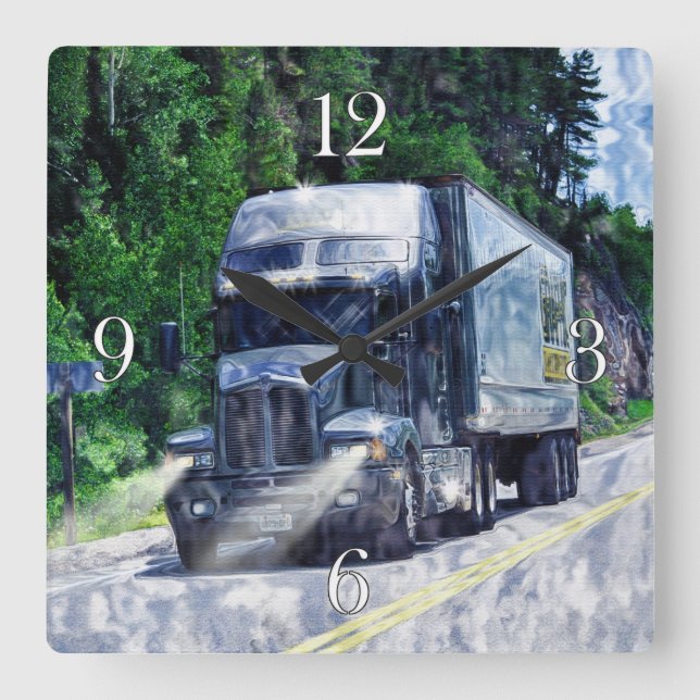 Heavy Transport Blue Truck Wall Clock (Front)