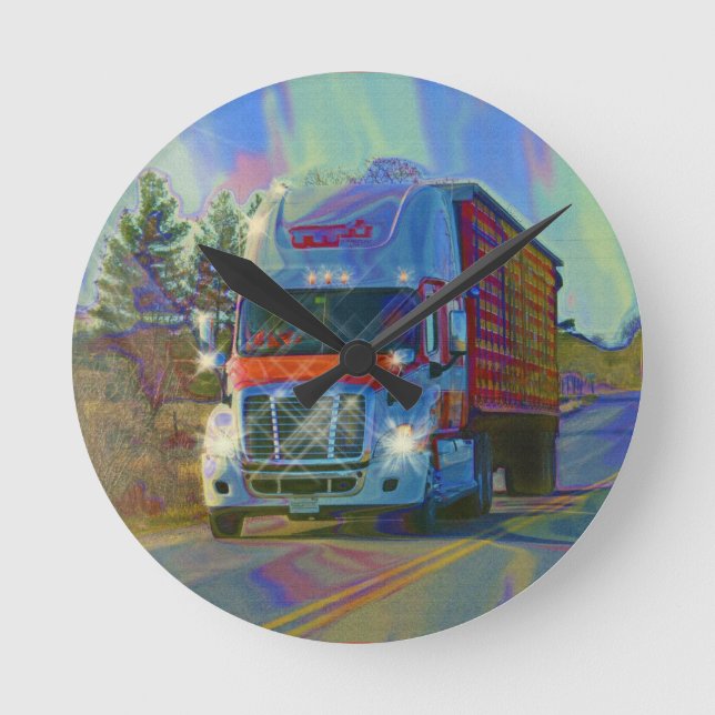 Heavy Transport Red Truck Wall Clock (Front)