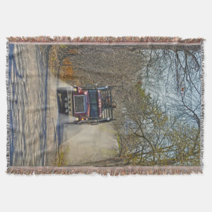 Heavy Truck on a Country Road Throw Blanket
