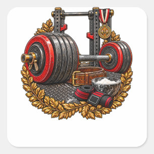 Heavy Weightlifting Barbell-Strength Training Gym Square Sticker