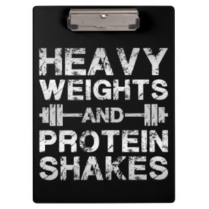 Heavy Weights and Protein Shakes - Gym Workout Clipboard