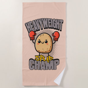 Heavyweight Spud Champ Boxing Potato  Beach Towel