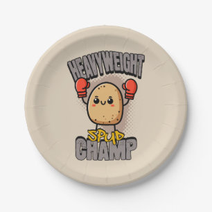 Heavyweight Spud Champ Boxing Potato  Paper Plate