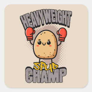 Heavyweight Spud Champ Boxing Potato  Square Sticker