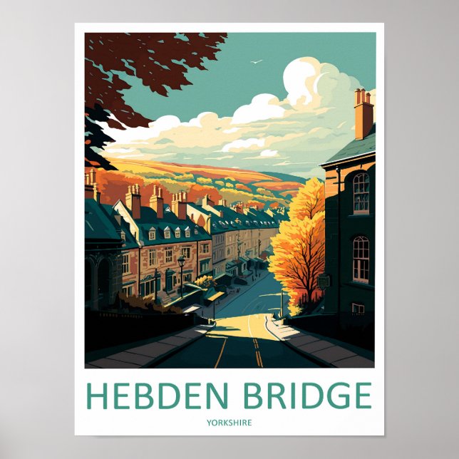 Hebden Bridge Travel Print Wall Art Hebden Bridge  (Front)