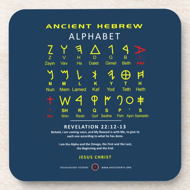 Hebrew Alefbet Coaster (Front)