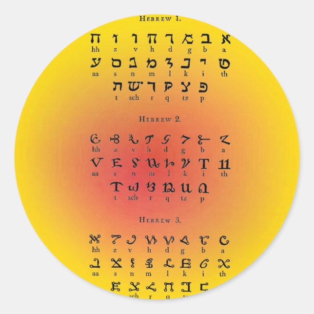 Hebrew Alphabet Classic Round Sticker (Front)