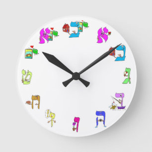 Hebrew alphabet wall clock