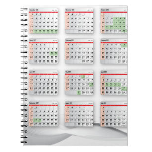 Hebrew English Calendar 2016-2017 Spiral Notebook