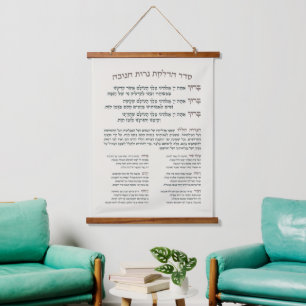 Hebrew Hanukkah Blessings for Lighting the Menorah Hanging Tapestry