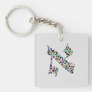 Hebrew Letter ALEF made with Gemstones Key Ring