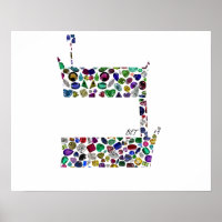 Hebrew Letter BET made with Gemstones