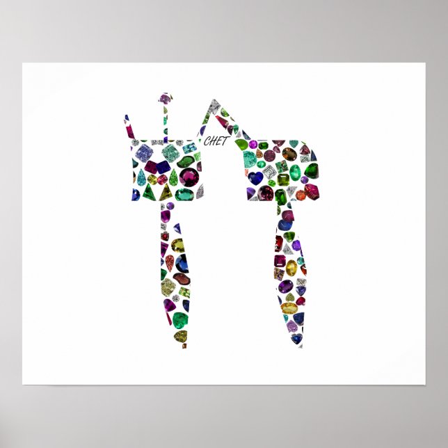 Hebrew Letter 'CHET' made with Diamonds and Gems Poster (Front)