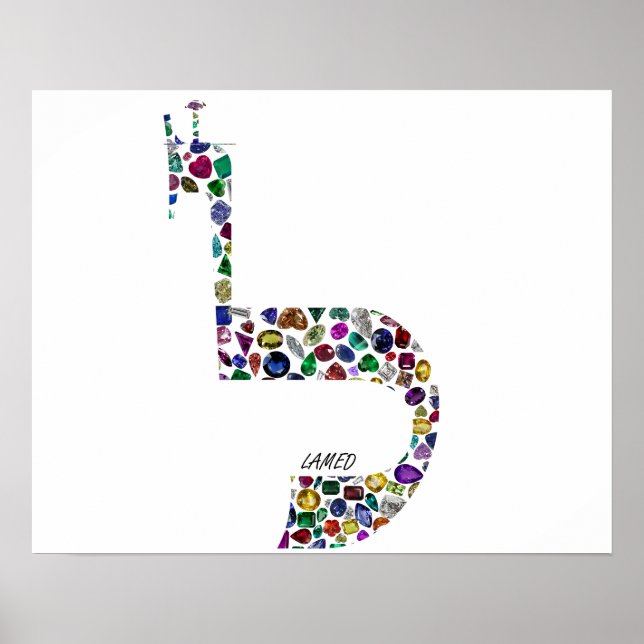 Hebrew Letter 'LAMED' made with Precious Stones Poster (Front)