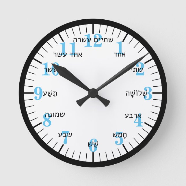 Hebrew Letter Numbers Round Clock (Front)