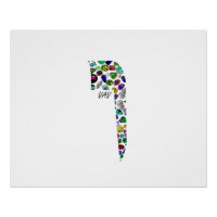 Hebrew Letter VAV made with Gemstones
