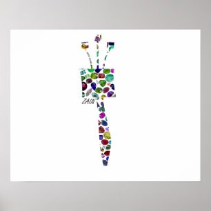 Hebrew Letter ZAIN made with Gemstones Poster