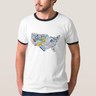 Hebrew License Plates in Shape of USA T-Shirt