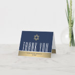 Hebrew Name Bar Mitzvah Modern Navy White & Gold Thank You Card<br><div class="desc">Express gratitude to family and friends for sharing your bar mitzvah celebration with elegant customised thank you cards. All wording is simple to personalise or delete. If you prefer to hand write your message of thanks, simply delete the example text. This navy blue, white and gold template design features English...</div>
