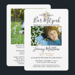 Hebrew Name Virtual Bar Mitzvah 2 Photo Gold Invitation<br><div class="desc">Whether friends and family are practicing social distancing or just live far away, connect with them online with a virtual bar mitzvah ceremony and drive-by celebration. This stylish modern invitation makes it possible to share 2 photos and invite guests to a long distance online event via livestreaming. All text is...</div>