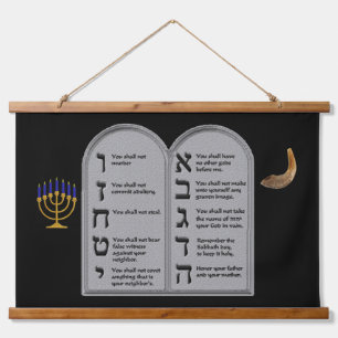 HEBREW NUMBERED TEN COMMANDMENTS HANGING TAPESTRY