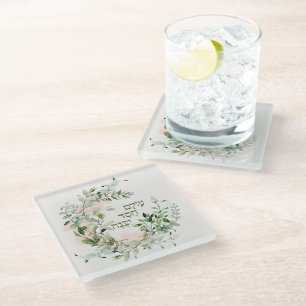 Hebrew Psalm 89:3 "The world is built by love" Glass Coaster