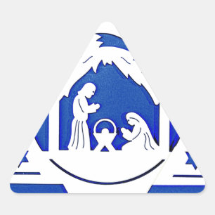 HEBREW STAR WITH NATIVITY CHRISTMAS TRIANGLE STICKER