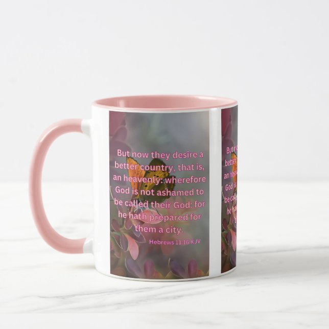 Hebrews 11:16 KJV Bible Scripture Pic Two-Tone Mug (Left)