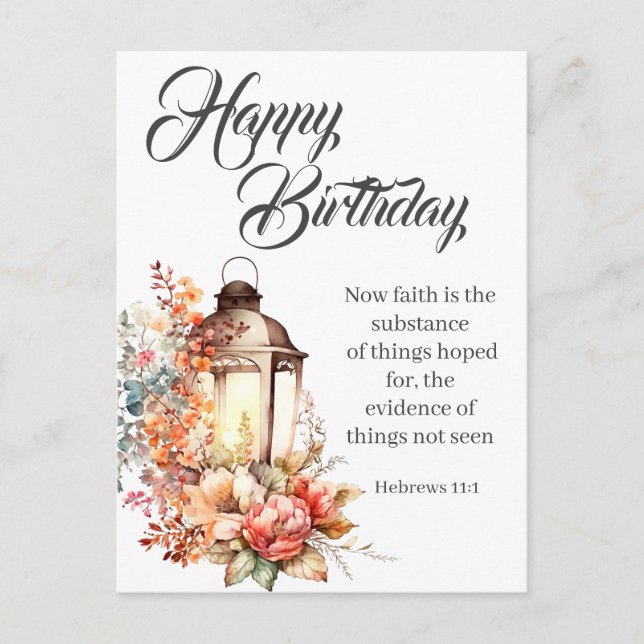 Hebrews 11:1 Christian Birthday Wishes Postcard (Front)