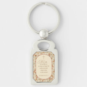 Hebrews 11:1 Faith Scripture Vintage Floral Key Ring