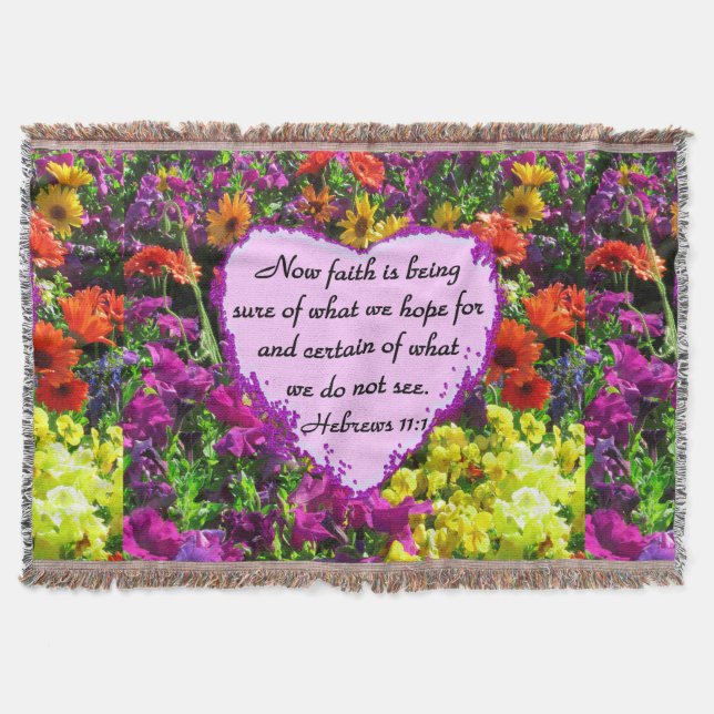 HEBREWS 11:1 FLORAL DESIGN THROW BLANKET (Front)