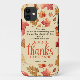 Hebrews 13:15 Thanksgiving Bible Verse Autumn Fall Case-Mate iPhone Case
