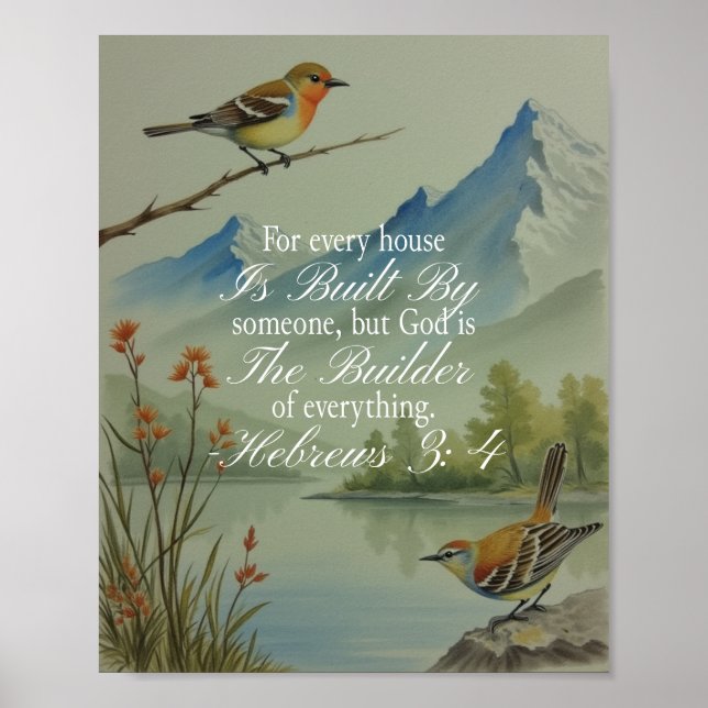 Hebrews 3:4 God the Builder Scripture | Christian  Poster (Front)