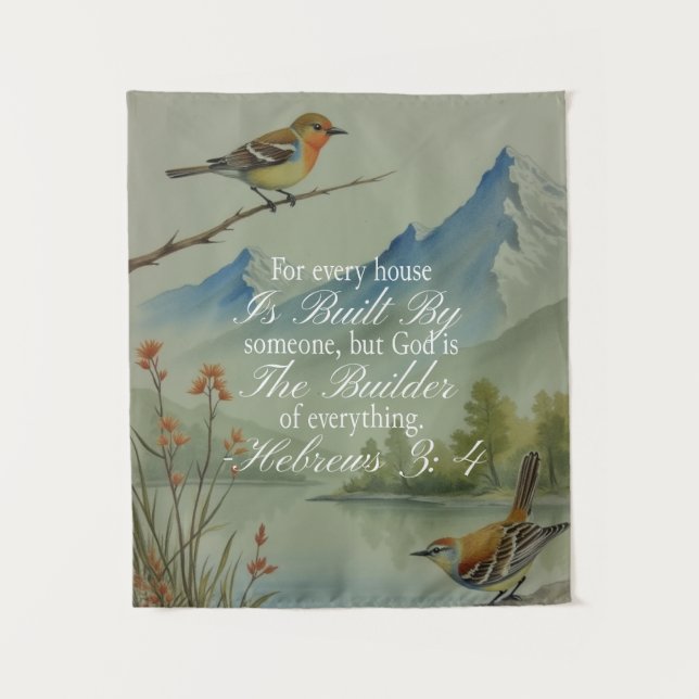 Hebrews 3:4 God the Builder Scripture | Christian  Tapestry (Front)