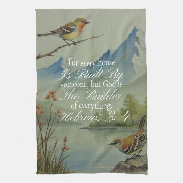 Hebrews 3:4 God the Builder Scripture | Christian  Tea Towel (Vertical)