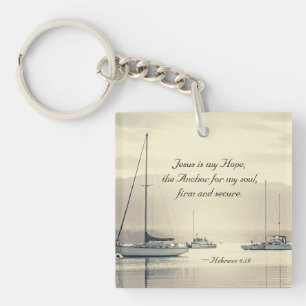 Hebrews 6:19 Jesus Anchor for my soul, Sailboats Key Ring