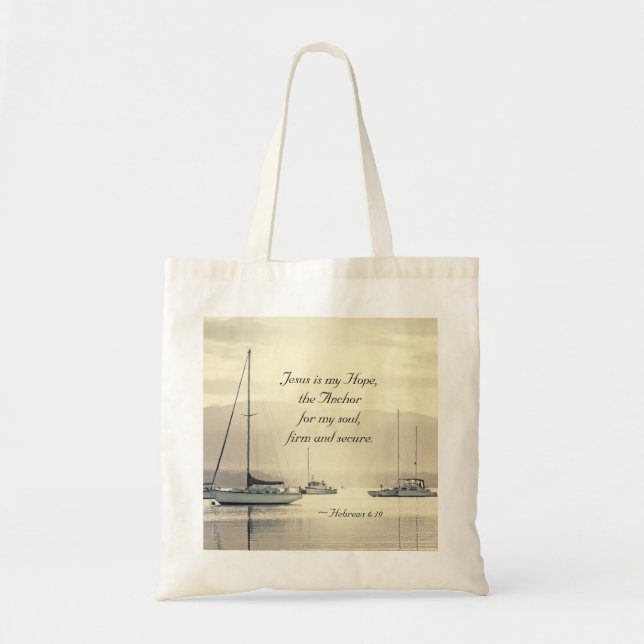 Hebrews 6:19 Jesus Anchor for my soul, Sailboats Tote Bag (Front)