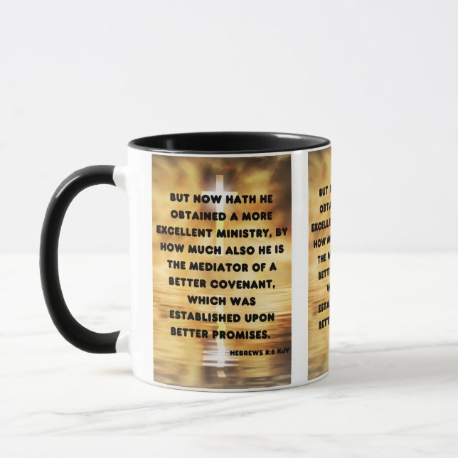 Hebrews 8:6 KJV Bible Verse Pic Two-Tone Mug (Left)