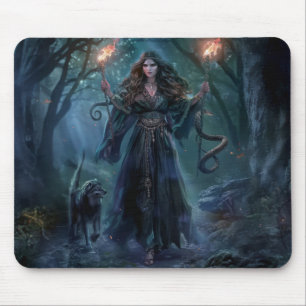 Hecate Goddess of Witchcraft Triple Moon Goddess 3 Mouse Pad