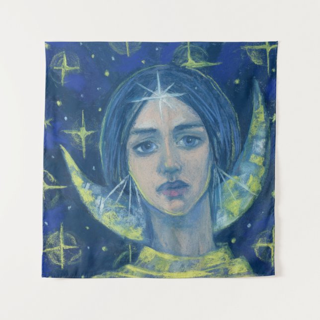 Hecate, Moon goddess, pastel painting, fantasy art Tapestry (Front)