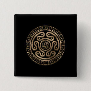 Hecate Wheel Black and Gold 15 Cm Square Badge