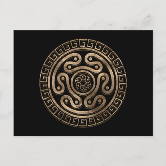 Hecate Wheel Black and Gold Postcard (Front)
