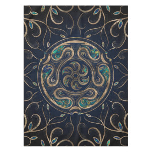 Hecate Wheel Ornament Marble and Gold Tablecloth
