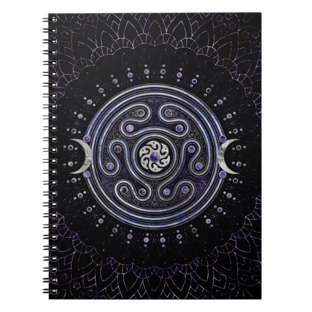 Hecate Wheel Ornament with Amethyst and Silver Notebook (Front)